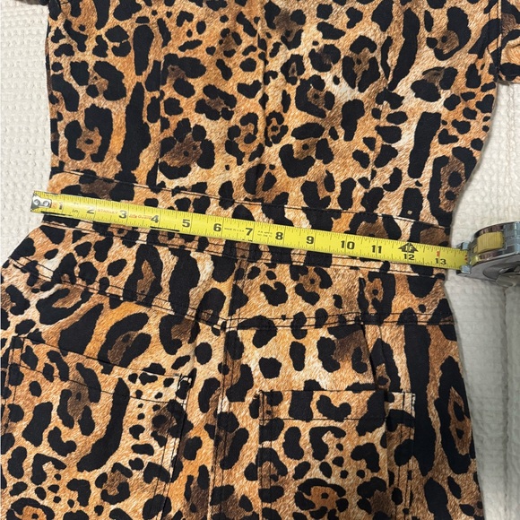 NWT Nasty Gal Denim Leopard Zip Through Plunge Wide Leg Jumpsuit size 4 - Picture 5 of 9